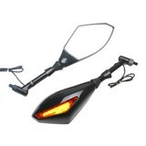 10Mm Motorcycle Led Turn Signal Integrated Indicator Rearview Mirror Clear Lens